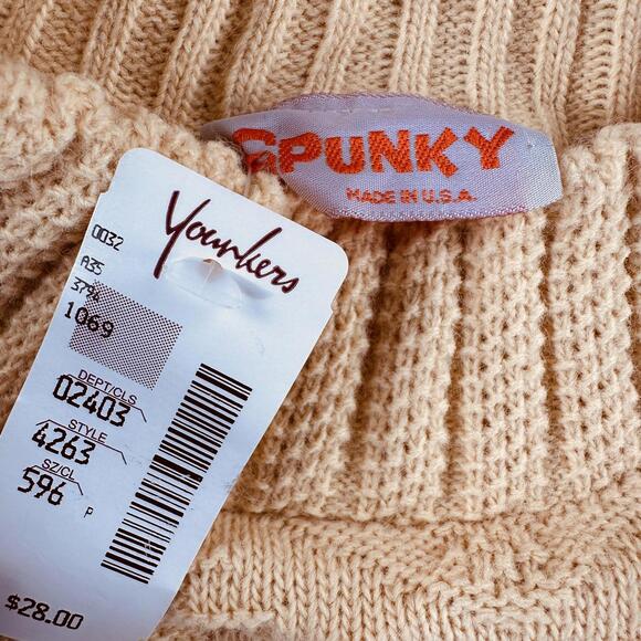 VTG Spunky Younkers Sweater One Size Yellow Oversized Textured Knit Boxy 80s NWT - Picture 3 of 7